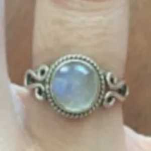 925 Sterling Silver Boho Statement Ring Rainbow Moonstone Turquoise Handmade June Birthstone Jewelry Perfect Gift for Her - Product Image 6