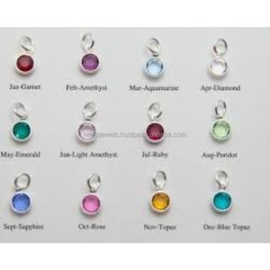 12X12MM Birthstone <b>Charm</b> 12 Months 925 Sterling Silver Gold Plated Customizable Color DIY <b>Bracelet</b> Link Connector High Quality - Product Image 3