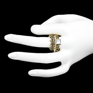 Anillo de Mujer con Piedras Decorativas - Dorado - Blanco - Product Image 2