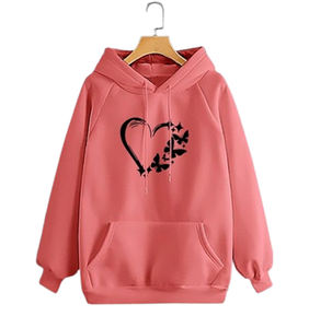 เสื้อฮู้ดผู้หญิงแบบสวมใส่สบายสำหรับฤดูหนาว ผลิตจากผ้าฝ้ายถักเนื้อนุ่ม 320gsm ทรงโอเวอร์ไซส์ ป้องกันการหดตัว ป้องกันการเป็นขุย ระบายอากาศได้ดี พิมพ์ลายด้วยเทคนิคซิลค์สกรีน ขายส่ง - Product Image 4