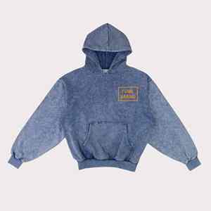 Conjunto de Sudadera con capucha de felpa francesa de algodón pesado de 500GSM con estampado DTG personalizado en lavado ácido vintage - Product Image 5