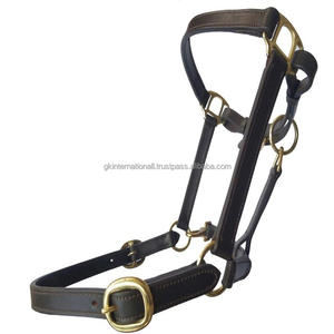 Cabestro de cuero artesanal y ajustable para caballos, hecho de cuero ancho de primera calidad, cabestro de caballo de cuero marrón negro de doble capa - Product Image 2
