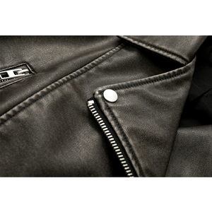 OEM Best Selling <b>Women's</b> Solid Black Winter Genuine <b>Leather</b> <b>Bomber</b> <b>Jacket</b> Wholesale Heated Breathable Zipper High Street Fashion - Product Image 5