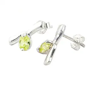925 Silver Vintage Stud <b>Earrings</b> for Women Green <b>Peridot</b> Gemstone White Yellow Rose <b>Gold</b> Accents Drop <b>Earrings</b> Style Diamond - Product Image 2