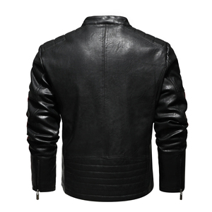 Chaqueta de cuero PU de moda para hombre, chaqueta de motorista de cuero para hombre, chaqueta Parka de Material de alta calidad, abrigo de motocicleta para hombre - Product Image 4