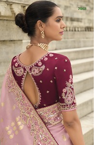 ผ้าส่าหรีผ้าไหม zari ดีไซเนอร์พร้อมด้วยงานทอผ้า zari สวย - Product Image 3