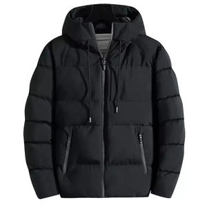Chaqueta acolchada repelente a prueba de viento para hombre, abrigo de algodón de plumón OEM ODM, ropa de invierno para hombre, logotipo estampado personalizado informal negro - Product Image 1