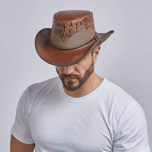 Por encargo totalmente personalizado estilo occidental hombres sombreros de cuero de vaquero/Venta al por mayor mejor proveedor de secado rápido hombres sombreros de cuero de vaquero - Product Image 5