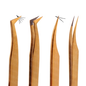 Pince à épiler pour extensions de cils en acier inoxydable doré à pointe blanche de haute qualité de votre marque – Outil de beauté écologique - Product Image 5