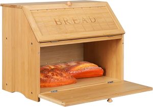 กล่องขนมปังไม้แบบพับได้สองชั้นขนาดใหญ่ สไตล์วินเทจ ทันสมัย เป็นมิตรกับสิ่งแวดล้อม ปรับขนาดได้ สำหรับจัดเก็บบนเคาน์เตอร์ครัว - Product Image 3