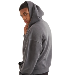Vente en gros de sweats à capuche streetwear unis pour hommes sweats à capuche en coton lourd avec logo personnalisé sweats à capuche à épaules tombantes pour hommes surdimensionnés pour moi - Product Image 2