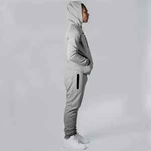 Ensemble sweat à capuche survêtement en coton épais pantalon de survêtement à couleurs assorties ensemble de jogging de sport décontracté imprimé pour hommes personnalisé 2 pièces adultes - Product Image 4