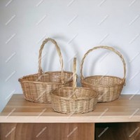 Nouveaux paniers de rangement pour la maison, paniers de Pâques en bambou et en osier avec poignées, paniers cadeaux à fixer au mur, écologiques, vintage