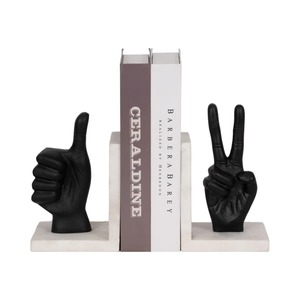Sujeta Libros de Metal con Forma de Mano, Pulgar Arriba, Símbolo de Paz, Resistentes, Decorativos, Juego de 2 Piezas para Hogar, Oficina, Cumpleaños - Product Image 1