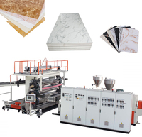 Papan batu marmer jenis PVC lembar laminasi latar belakang dekorasi plastik membuat garis mesin