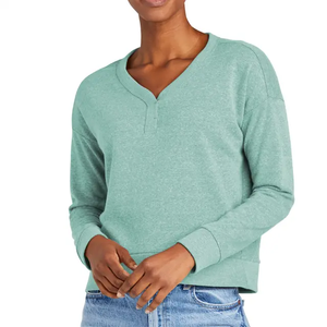 Sudadera de punto con diseño de cordón de algodón 100% para mujer, sudadera informal con capucha, sudadera holgada de manga larga de Color sólido - Product Image 6