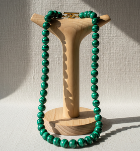 Top vente femmes 18 pouces argent 925 serrure noué à la main Design accessoire de mode à la mode Malachite pierre collier de perles - Product Image 6