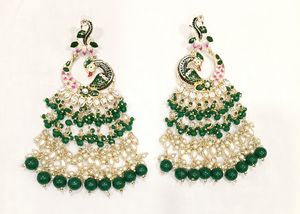 Pendientes Premium Kundan Peacock para mujer, pendientes asequibles de alta calidad, producto de envío gratis, para bodas, ocasiones especiales - Product Image 4