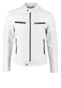 <b>Men's</b> White Genuine Soft Pure Lambskin Leather Biker Moto Motorcycle <b>Jacket</b> 2026 - Product Image 3