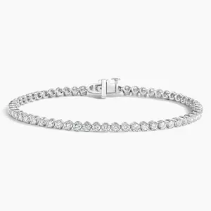 Round Cut Diamond Sterling Silver & 18K Gold Unisex <b>Bracelet</b> Trendy Style for Every Special Day Anniversary Gift - Product Image 2