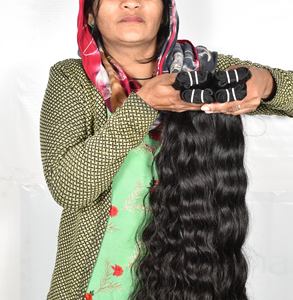 Paquets de cheveux bruts vietnamiens vierges pour femmes, ondulés soyeux doux avec des cheveux noirs naturels, ondulés profonds, doublement étirés. - Product Image 1