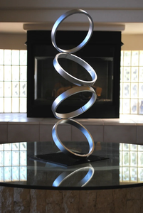 Escultura decorativa abstracta de metal estatuas de decoración del hogar con mármol - Product Image 3