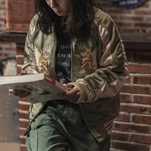 Chaqueta de recuerdo Reversible Suka sin Stock, ropa de abrigo de béisbol Sukajan bordada, cuero genuino impermeable de invierno para hombre - Product Image 4