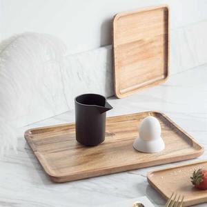 Bandeja de Madera de Acacia Rústica Personalizable para Hogar y Restaurante, Diseño Cuadrado para Servir Café, Postres y Comida, Ligera para Bodas - Product Image 3