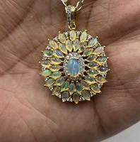 925 Argent Naturel Opale Zircon Pendentif Multi Opale De Feu Guérison Collier Opale Naturelle Zircon Bijoux avec Charme Pendentifs