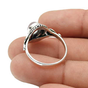 Bague bohème en argent avec pierre précieuse en quartz rose, argent sterling 925, faite à la main, bague de fiançailles ou de mariage pour femmes, prix de gros - Product Image 2