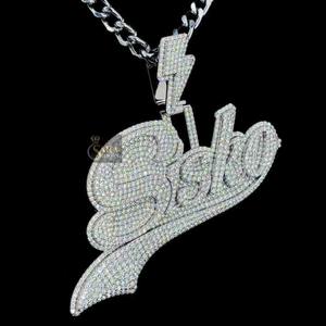 Pendentif personnalisé en moissanite avec lettre et nom pour enfants, bijoux hip-hop glacés, cadeau personnalisé pour fête d'anniversaire, accessoire de mode - Product Image 3