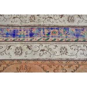 2.7x4.5 ft Turkish Vintage Patchwork Rug Eco-Friendly <b>Brown</b> <b>Wool</b> Rug with Latex Backing Small Rug - Product Image 4