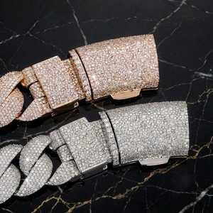 สร้อยคอเงินแท้ 925 แบบ Cuban Link ประดับเพชร VVS Moissanite สไตล์ฮิปฮอป สำหรับผู้ชายและผู้หญิง เครื่องประดับอัญมณีสุดหรู - Product Image 3