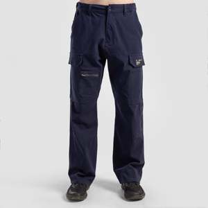 Pantalon cargo urbain bleu marine - 100 % coton, coupe droite oversize, motif coloré, style hip-hop tendance - Product Image 1