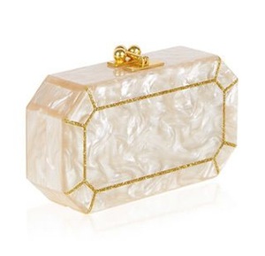 Hoàng gia cao cấp màu trắng với vàng chi tiết nhựa thủ công phụ nữ/cô gái ly hợp dân tộc Ví Khảm Ly hợp ví ly hợp túi - Product Image 1