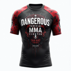 ผู้ผลิตเสื้อรัดกล้ามเนื้อ MMA คุณภาพ 100% รับผลิตตามสั่ง เสื้อรัดกล้ามเนื้อป้องกันรังสียูวี ขายส่งสำหรับการฝึกซ้อมยิวยิตสู แห้งเร็ว - Product Image 5