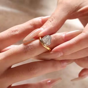 Solitaire coeur laboratoire cultivé diamant romantique bague de fiançailles 14K or massif bague de mariage saint valentin cadeau pour petite amie - Product Image 3