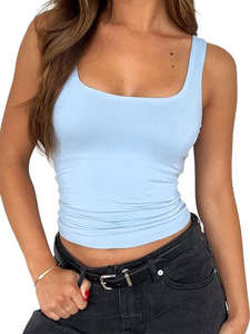 Débardeur sans manches à col carré pour femme - Couleur unie - Débardeur de yoga respirant en maille - 8 options de couleurs - Décontracté et basique - Product Image 5