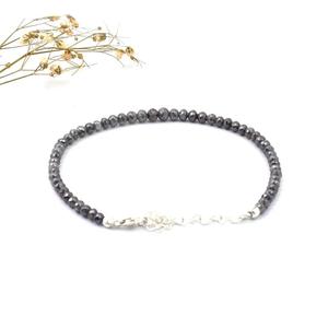 Gray Diamond <b>Bracelet</b> with Salt Pepper Faceted Beads <b>Silver</b>/ Gold Plated Handmade 100% Natural Fine <b>Beaded</b> Jewelry Personalized - Product Image 1