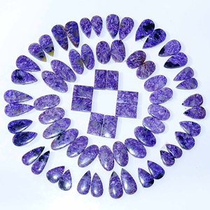High Quality Cabochon Quartz Gemstone Natural Charoite Pair Loose Semi-Precious Customizable Sizes Jewellery Making Wholesale - Product Image 4