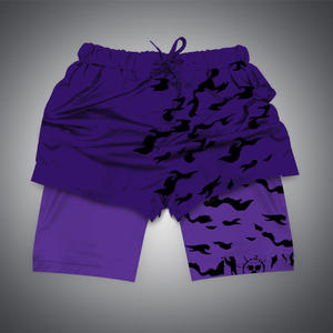 Pantalones Cortos Deportivos de Compresión 2 en 1 para Hombre, Cintura Alta, con Forro de Malla, Bolsillos, Tallas Grandes, Venta al Por Mayor - Product Image 3