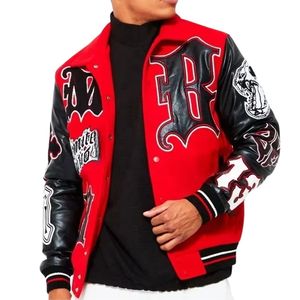 Rainbow Touches Streetwear chaqueta de gran tamaño de talla grande chaqueta de béisbol bordada con letras personalizadas chaqueta Varsity para hombre al por mayor - Product Image 1