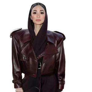 Chaqueta de Cuero con Diseño OEM y Logotipo Personalizado para Mujer, Chaqueta de Cuero Genuino para Mujer - Product Image 5