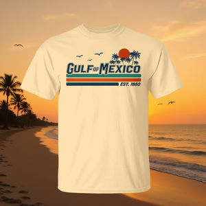 T-shirt vintage Gulf Of Mexico Sunset Beach a maniche corte in cotone unisex girocollo Est 1550 - Product Image 3