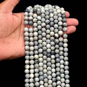 ลูกปัดหินแจสเปอร์สีเทาธรรมชาติทรงกลม ยาว 15 นิ้ว ผ่านการขัดเงา สำหรับทำเครื่องประดับ ยี่ห้อ Chakralume - Product Image 1
