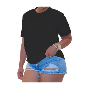 Camisetas de mujer con estampado de logotipo gráfico de gran tamaño de alta calidad Tallas grandes Ecológico Precio al por mayor Camisetas sueltas en blanco Verano - Product Image 1