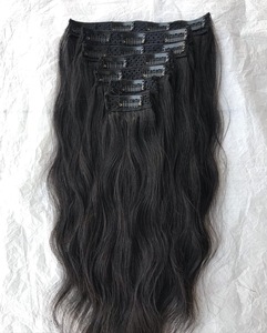 Wholesale <b>Cheap</b> Price on Natural Wavy Clip Ins Hair <b>Extensions</b> Premium Quality Single Drawn Wavy Clip Ins Human Hairs <b>Extensions</b> - Product Image 2