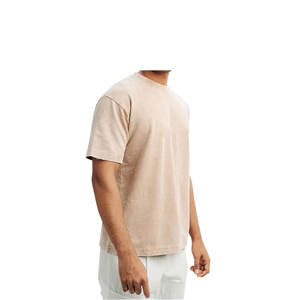 Buy Custom Logo Heavyweight 100% Cotton Plain <b>T</b>-<b>shirt</b>: Streetwear Drop Shoulder Loose Fit for Men - Product Image 3