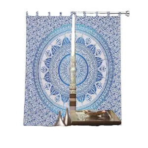 Rideaux de fenêtre en coton bohème indien, panneaux de porte pour chambre à coucher, 2 panneaux, rideaux à pampilles pour salon