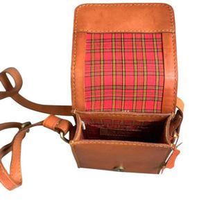 Durable Handmade Brown <b>Leather</b> Phone Crossbody Classic <b>Small</b> Sling <b>Purse</b> with Buckle Flap Closure Handmade From Indonesia - Product Image 2